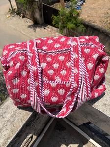 Floral Duffel <b>Bag</b> Women Travel <b>Bag</b> Cotton Quilted Weekender <b>Overnight</b> Gym <b>Bag</b> Lightweight Carry On Handmade - Product Image 3