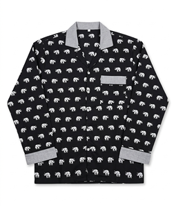 Handmade Crepe Silk Night Suit Black Elephant Print Pajama Set Women Comfortable Sleepwear With Border Masterpiece Nightwear - Product Image 5