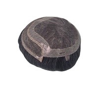 Perruque Toupet Homme en Cheveux Naturels à Lacet Frontal, Cheveux Indiens Remy Taz Hair Bangladesh, Ondulation Body Wave, Trame Simple, 50% Cheveux Gris, Extension