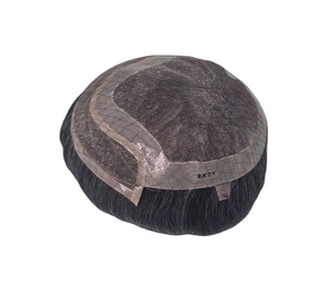 วิกผมผู้ชายแบบผูกเชือกด้านหน้า ทำจากผมแท้ชนิดอินเดียเรมี่ ยี่ห้อ Taz Hair จากบังกลาเทศ แบบลอนลึก  แบบเส้นเดียว  ผสมผมสีเทา 50% - Product Image 5