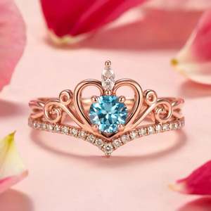 Anillo de Boda Real para Ella en Plata de Ley con Piedra de Moissanita Azul - Product Image 5