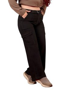 Women's <b>Boot</b> Cut Jeans Full Length Regular Fit Solid Black Denim Casual Sexy <b>Vintage</b> Style 100% Cotton Autumn Wear - Product Image 1
