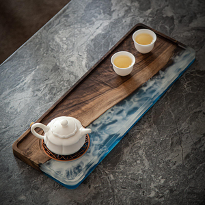 Bandeja de Madera Personalizada Más Vendida, Decoración para Mesa, Posavasos para Bebidas, Bandeja de Resina con Ondas Oceánicas, Posavasos de Resina - Product Image 3