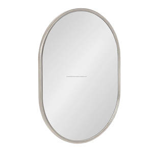 <b>Silver</b> Metal Oval <b>Mirror</b> Perfect for Luxury Wall Mounted Salon and Home Decorative Washroom Accessories and Stylish Decor - Product Image 1