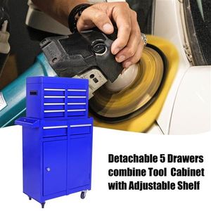 Blue Detachable 5-Drawer Tool Chest with Bottom Cabinet and 1 Adjustable Shelf - Product Image 3