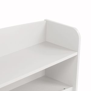 Letto per bambini in legno di pino bianco con luce LED a sensore di movimento, testiera con libreria e sponde di protezione - Product Image 2