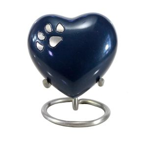 Heart-Shaped Pet Urn for <b>Dogs</b> Blue Polyresin Modern Design Durable Cremation Keepsake Memorial - Product Image 4