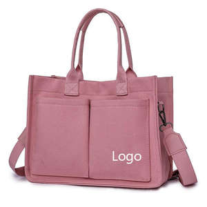 Bolsa de Lona Grande Personalizada al por Mayor con Logotipo, Color Sólido, con Bolsillos, Cierre de Cremallera, para Laptop y Compras - Product Image 6