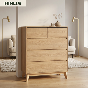 Modern Wooden Dresser with 5 Drawers Scandinavian Storage Cabinet for Bedroom Home Furniture - Product Image 1