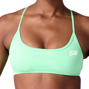Sujetador Deportivo Verde Claro con Logotipo Personalizado para Mujer, Cuello Redondo, Tirantes Finos, Sin Costuras, Top Corto para Entrenamiento, Ropa Deportiva para Gimnasio, Venta al Por Mayor - Product Image 3