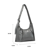 Sac bandoulière femme multi-poches grande capacité, en nylon enduit brillant, élégant, durable, imperméable, avec large sangle réglable, pour usage quotidien
