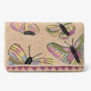 Handmade Classic Square Beaded Clutch Bag for Women Butterfly Design Luxury Bead Embroidery-Trendy Ladies Wedding Party Clutch - Product Image 1