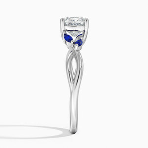 BOJ Ring 057 Radiant Cut 925 Silver Willow Ring With Sapphire Accents Moissanite Ring GRA Certified 2ct D Wedding Anniversary - Product Image 3