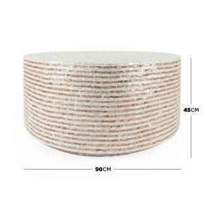 Mesa de Centro de Lujo con Incrustaciones de Madreperla, Mosaico de Conchas, Mueble Hecho a Mano para Sala de Estar, OEM - Product Image 3