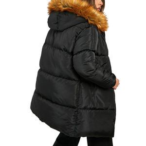 Veste parka d'hiver pour femme, en gros, avec capuche en fausse fourrure, longue, en coton respirant, doublure écologique en laine/lin, coupe-vent et chaude - Product Image 5