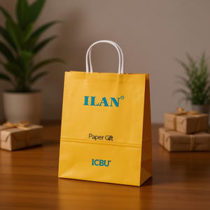 Sacchetto Regalo in Carta ILAN 25x12x33.5cm con Manico Giallo - Product Image 2