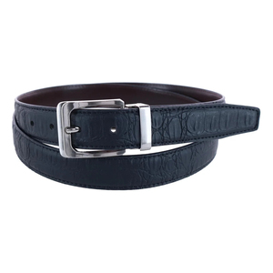 Ceintures habillées réversibles pour hommes, personnalisées OEM, en cuir véritable noir à imprimé animal, avec boucle en alliage, de haute qualité, vente en gros sur mesure - Product Image 4