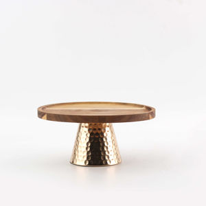 Bandejas de Madera de Lujo al por Mayor con Bases de Latón y Hierro Martillado para Servir Frutas - Product Image 1