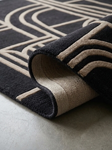 Tapis en laine tufté fait main moderne, noir, géométrique, doux, pour intérieur et extérieur, tapis de luxe contemporain sur mesure - Product Image 5