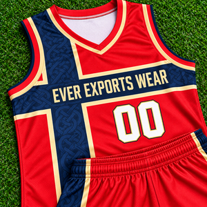 Conjunto de Uniforme de Baloncesto Personalizado con Camiseta sin Mangas Roja, Azul Marino y Blanca y Pantalones Cortos a Juego para Equipos Juveniles y Adultos - Product Image 3