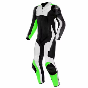 ชุดขับขี่มอเตอร์ไซค์หนังวัวแท้สำหรับผู้ชาย ขายดี ทนทาน สวมใส่สบาย ป้องกันการกระแทกเต็มรูปแบบ สไตล์นักแข่ง สีขาวดำ - Product Image 3