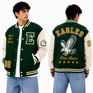 Chaqueta Varsity Personalizada con Nombre y Número, Parche de Chenille, Chaqueta Bomber Varsity para Pedidos de Clubes Escolares, Uniformes Deportivos - Product Image 2