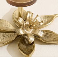 Support de bougie chauffe-plat en laiton fait main, écologique, durable, motif fleur dorée de luxe, pour décoration intérieure de Noël, Pâques, mariage