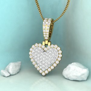 Stylish Silver + moissanite Plated <b>Heart</b> Design Pendant With <b>Charm</b> Crystal Hip hop Style Unisex Jewelry pendant - Product Image 2