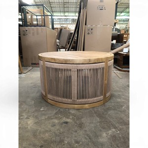 Handcrafted Solid Teak Wood Eco-Friendly Outdoor <b>Round</b> Coffee <b>Table</b> Rope Woven Contemporary Tropical <b>Garden</b> Lounge Furniture - Product Image 6