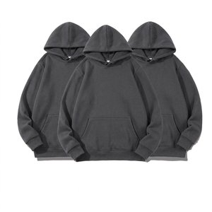 Sweat-shirts à capuche streetwear surdimensionnés personnalisés pour hommes, 430 g/m² épais, pull-over avec broderie 3D et imprimé renard argenté en fausse fourrure - Product Image 3