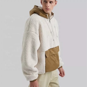 Logo personnalisé Hip Hop mode Street Wear 2022 nouveau design polaire polaire bloc de couleurs pulls demi-fermeture éclair polaire à capuche hommes - Product Image 2