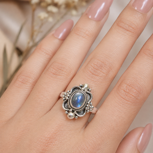Natural Oval Blue Kyanite Gemstone <b>Ring</b> 925 Sterling Silver Rose/Yellow Gold Plated Boho Artisan <b>Statement</b> Handmade - Product Image 2