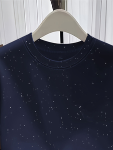 Camiseta con Estampado de Cara Sonriente con Pedrería para Mujer, Informal, de Algodón, Brillante, al por Mayor - Product Image 3