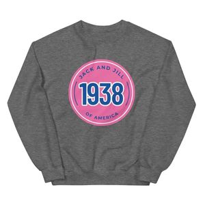 Sudadera Rosa de Cuello Redondo Jack and Jill con Gráfico Circular Azul 1938, Cómoda, de Manga Larga, Ropa Personalizada al por Mayor - Product Image 1