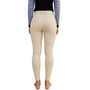 Pantalon d'équitation beige pour femme, taille haute, extensible, avec grip aux genoux, pour entraînement, compétition, sport et usage décontracté - Product Image 2