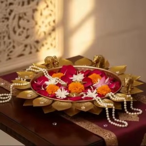 Traditional Craft Metal Urli Bowl Floating Diya Water Bowl Brass Finish Urli for <b>Temple</b> Decor - Product Image 1