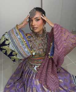 Robe maxi brodée à col haut avec perles et motifs géométriques, style traditionnel afghan, robes décontractées pour occasions formelles - Product Image 3