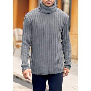 <b>Men's</b> Slim Fit Turtleneck Cable <b>Knitted</b> Pullover Long Sleeve Casual Fall Winter Warm <b>Cardigan</b> with Pattern Decoration - Product Image 1
