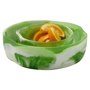 Bol de service en résine vert pomme effet marbre, résistant à la chaleur, non revêtu, poli, design moderne, fabrication impériale, pour fêtes et maison - Product Image 1