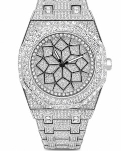 Reloj de Cuarzo Unisex de Lujo con Incrustaciones de Diamantes, Caja Cuadrada de Aleación, Esfera Analógica, Cristal de Zafiro, 41 mm - Product Image 1
