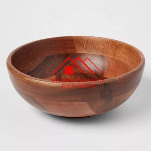 Bol à fruits en bois de mangue brun naturel pour la décoration des hôtels et des restaurants, bol rond en bois pour la cuisine - Product Image 2