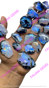 Tranches de Cristaux de Pierre de Lune Arc-en-ciel Naturelle, Cabochons de Pierres Précieuses pour la Fabrication de Bijoux - Certifiés par une tierce partie, Tailles Personnalisables - FAIJAN 1 - Product Image 4