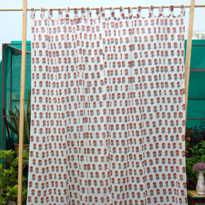 Rideau en coton imprimé à la main motif floral, draperie de fenêtre indienne faite à la main, panneau de rideau de décoration intérieure style bohème pour salon - Product Image 1