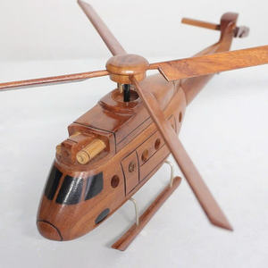 Modèle d'hélicoptère en bois, artisanat en bois massif provenant d'une usine vietnamienne / Modèle d'avion en bois pour cadeau ou décoration de table - Product Image 1