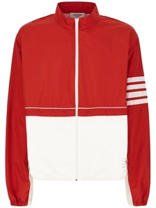 Men's <b>Red</b> White Color Block Racer Jacket Windproof Sporty Zipper Front Stand Collar Spring Polyester - Product Image 6