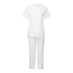 Conjunto de Uniforme Médico Unisex Azul Marino, Top con Cuello en V y Pantalones, Uniforme de Hospital, Tejido Elástico de Poliéster/Spandex, Sin Costuras, Detección de Agujas - Product Image 4