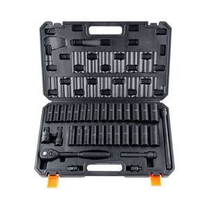 Set di Chiavi a Bussola a Impatto SAE 3/8'' 1/2'' da 33 Pezzi, Metriche 10-24mm, a 6 Punte in Acciaio al Cromo Vanadio, Kit di Riparazione Auto Facile - Product Image 1