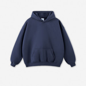 เสื้อฮู้ดโอเวอร์ไซส์ผู้ชาย ผ้าฟลีซสีดำล้วน สไตล์ลำลอง ผ้าฝ้าย มีกระเป๋า ดีไซน์สำหรับใส่ในฤดูใบไม้ร่วง - Product Image 3