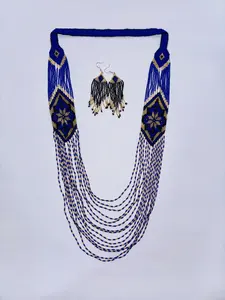 Ensemble collier et boucles d'oreilles tendance et unique en perles de rocaille style bohème : Bijoux tribaux de style américain pour mariage, cadeau, anniversaire, fête - Product Image 6