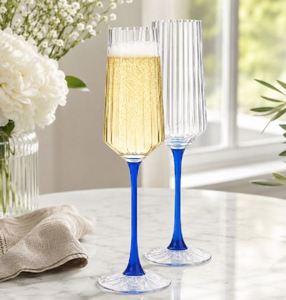 Verre à vin en cristal à longue tige de qualité supérieure, bleu, pour célébrations, fabriqué en Inde, prix de gros - Product Image 3